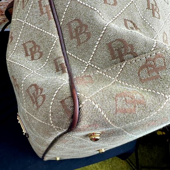 Dooney & Bourke Signature Canvas Tote with Leather Accents - Brown/Beige - Picture 9 of 15